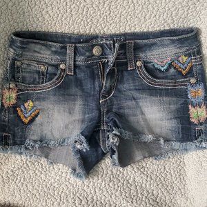Embroidered Denim Shorts